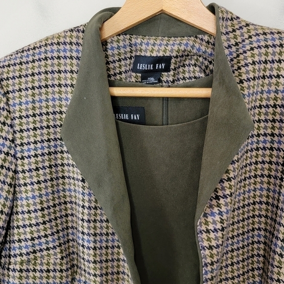 Leslie Fay | Petite Faux Suede Dress & Herringbone Open Blazer Size 10P - Picture 4 of 7